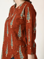 Thumbnail for Myshka Women's Rust Printed Top - Distacart