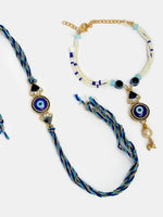 Thumbnail for NVR Women & Men Set of 2 Blue Evil Eye Bhaiya Bhabhi Rakhi With Roli Chawal & Chocolate - Distacart