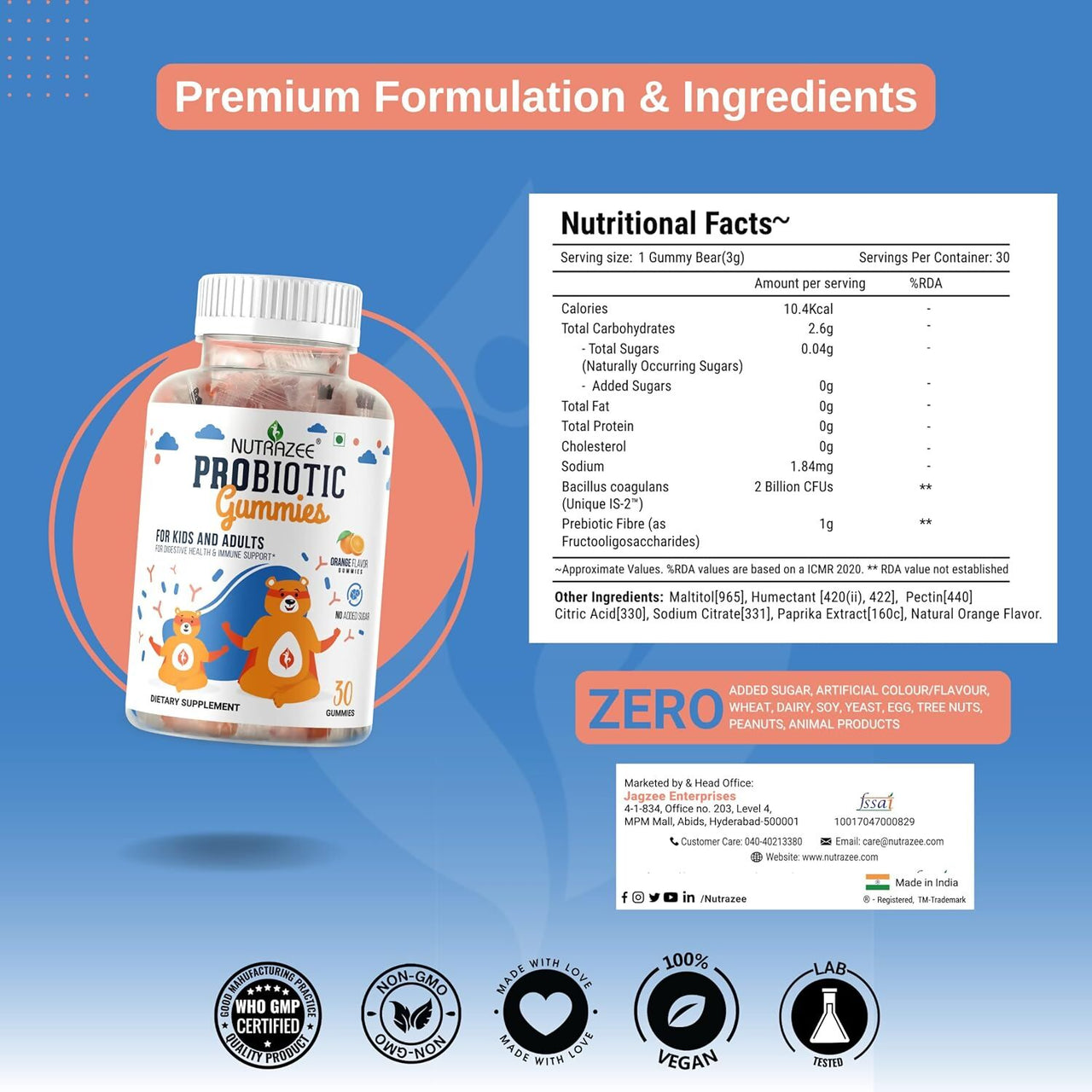 Nutrazee Probiotic Gummies For Kids & Adults - Distacart
