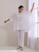 Thumbnail for trueBrowns White Dobby Boxy Fit High Low Co-Ord Set - Distacart