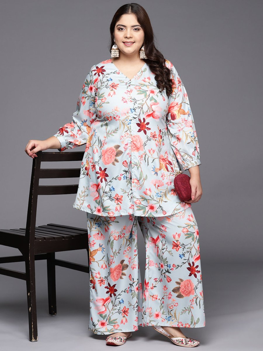 Ahalyaa Women Plus Size Printed Tunic with Palazzos - Distacart
