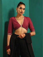 Thumbnail for trueBrowns Maroon Silk Gota Blouse - Distacart