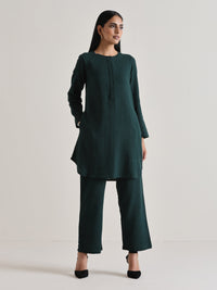 Thumbnail for trueBrowns Dark Green Front Placket Co-Ord Set - Distacart
