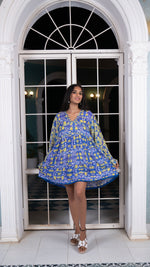 Thumbnail for Noroke Cupro Muslin Blue Pottery Tunic Dress - Distacart