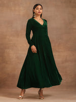 Thumbnail for trueBrowns Green Velvet Dress - Distacart