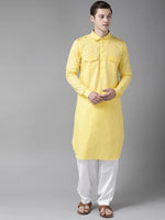 Thumbnail for Fabmade Yellow Pathani Suit - Distacart