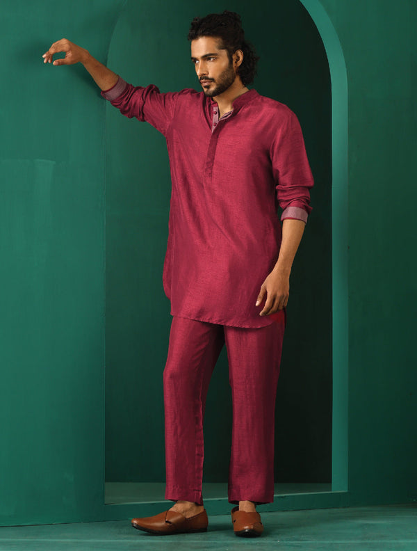 trueBrowns Men's Purple Silk Co-ord Set - Distacart