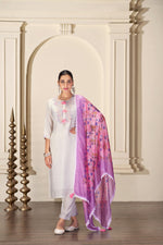 Thumbnail for BulBul Bhumi Offwhite Silk Kurta Set with Dupatta