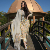 Thumbnail for NOZ2TOZ Women Yellow Printed Viscose Rayon Kurta, Pant And Dupatta Set