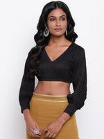 Thumbnail for trueBrowns Black Gathered Sleeve Top - Distacart