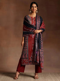 Thumbnail for Libas Black Printed Crepe Straight Suit With Dupatta