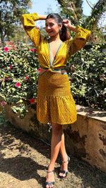 Thumbnail for Noroke Yellow silk cut out short dress - Distacart