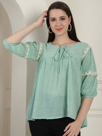 Thumbnail for Green Peplum Women's Top - Rasiya