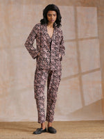 Thumbnail for trueBrowns Black Floral Overall Bagru Print Cotton Pant Suit Set - Distacart