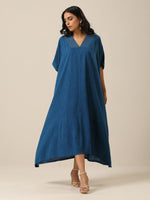 Thumbnail for trueBrowns Classic Blue Panel Kaftan dress - Distacart