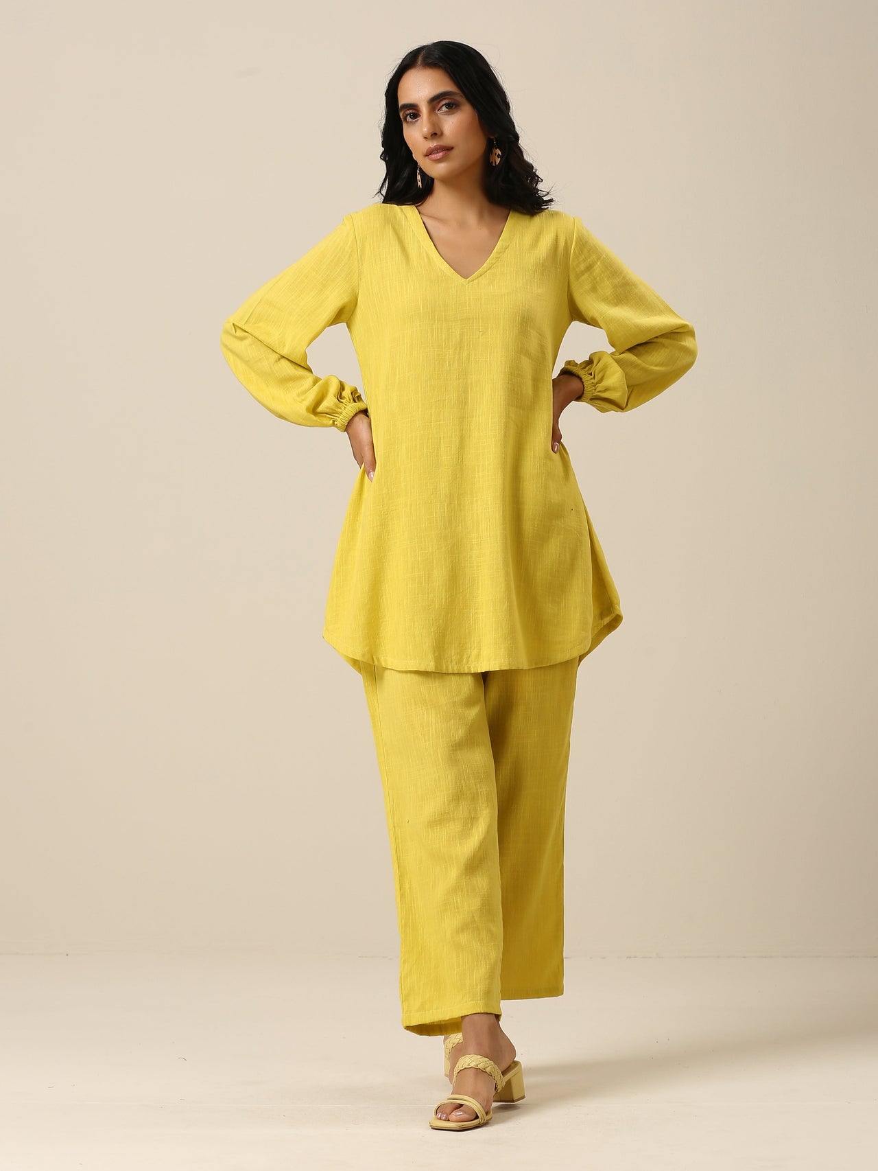 trueBrowns Lime Slub Textured Short Co-Ord Set - Distacart