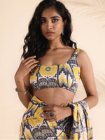 Thumbnail for trueBrowns Yellow Muslin Ikat Sleeveless Blouse - Distacart