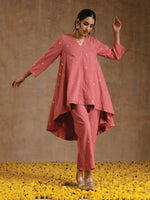 Thumbnail for trueBrowns Blush Gold Cotton High-Low Co-Ord Set - Distacart