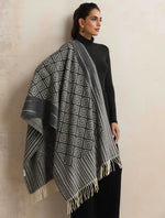 Thumbnail for trueBrowns Charcoal Geometric Woollen Stole - Distacart