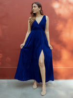 Thumbnail for trueBrowns Blue Velvet Sleeveless Dress - Distacart