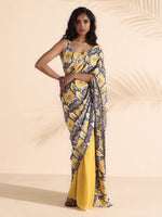 Thumbnail for trueBrowns Yellow Muslin Ikat Saree - Distacart