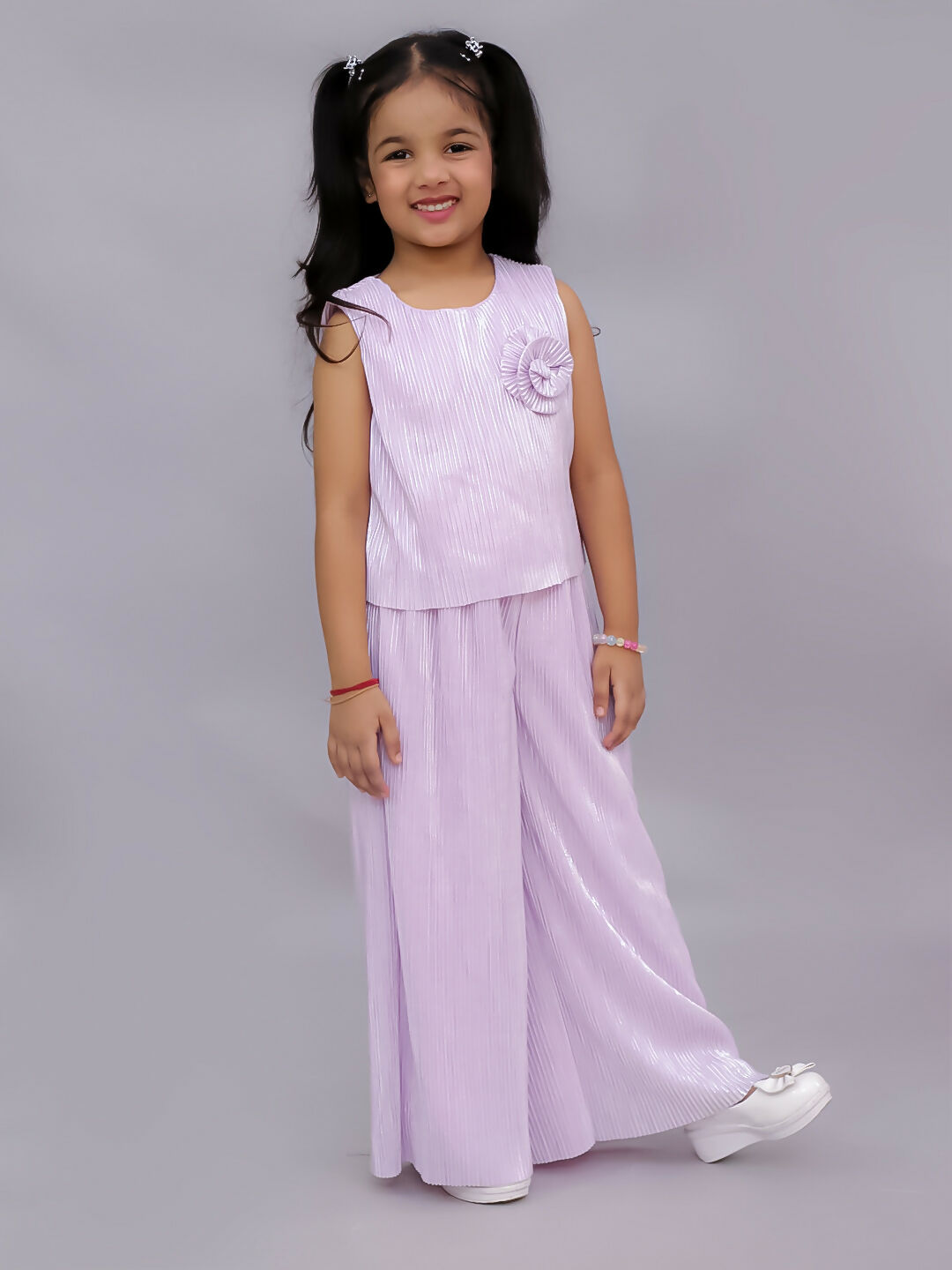 Lil Drama Glam Up Girls Pink Party Top and Pant Set