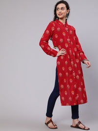 Thumbnail for Aks Ethnic Motifs Printed Shirt Collar Kurta - Distacart