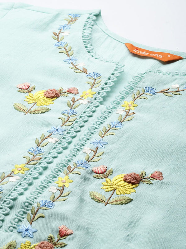Indo Era Floral Embroidered Thread Work Kurta with Trousers & With Dupatta