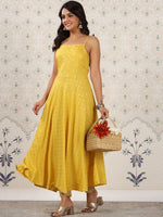 Thumbnail for Ode by House of Pataudi Floral Printed Shoulder Straps Anarkali Kurta - Distacart