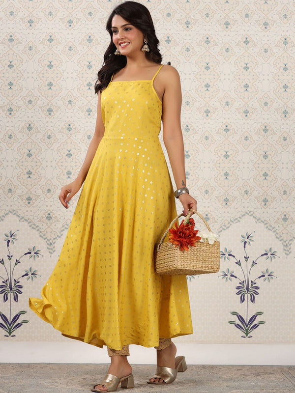 Ode by House of Pataudi Floral Printed Shoulder Straps Anarkali Kurta - Distacart