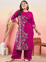 Thumbnail for Sztori Floral Printed Round Neck Straight Kurta With Palazzo - Distacart