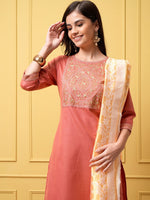 Thumbnail for Vishudh Women Floral Embroidered Regular Kurta with Palazzos & With Dupatta - Distacart