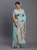 Thumbnail for Astita Linen Cotton Sky Blue Saree