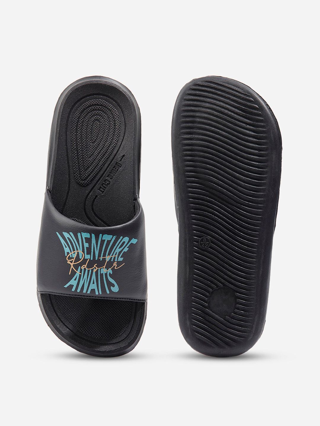 Roadster The Lifestyle Co. Men Black Printed Slider Flip Flops