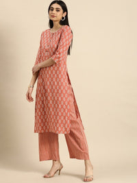 Thumbnail for Anouk Ethnic Motifs Printed Pure Cotton Kurta With Palazzos - Distacart