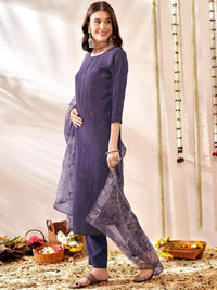 Thumbnail for Anouk Ethnic Motifs Embroidered Regular Sequinned Kurta With Trousers & Dupatta
