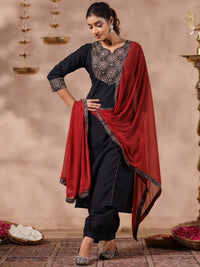 Thumbnail for Anubhutee Yoke Design Ethnic Motifs Mirror Work Pure Cotton Kurta With Salwar & Dupatta - Distacart