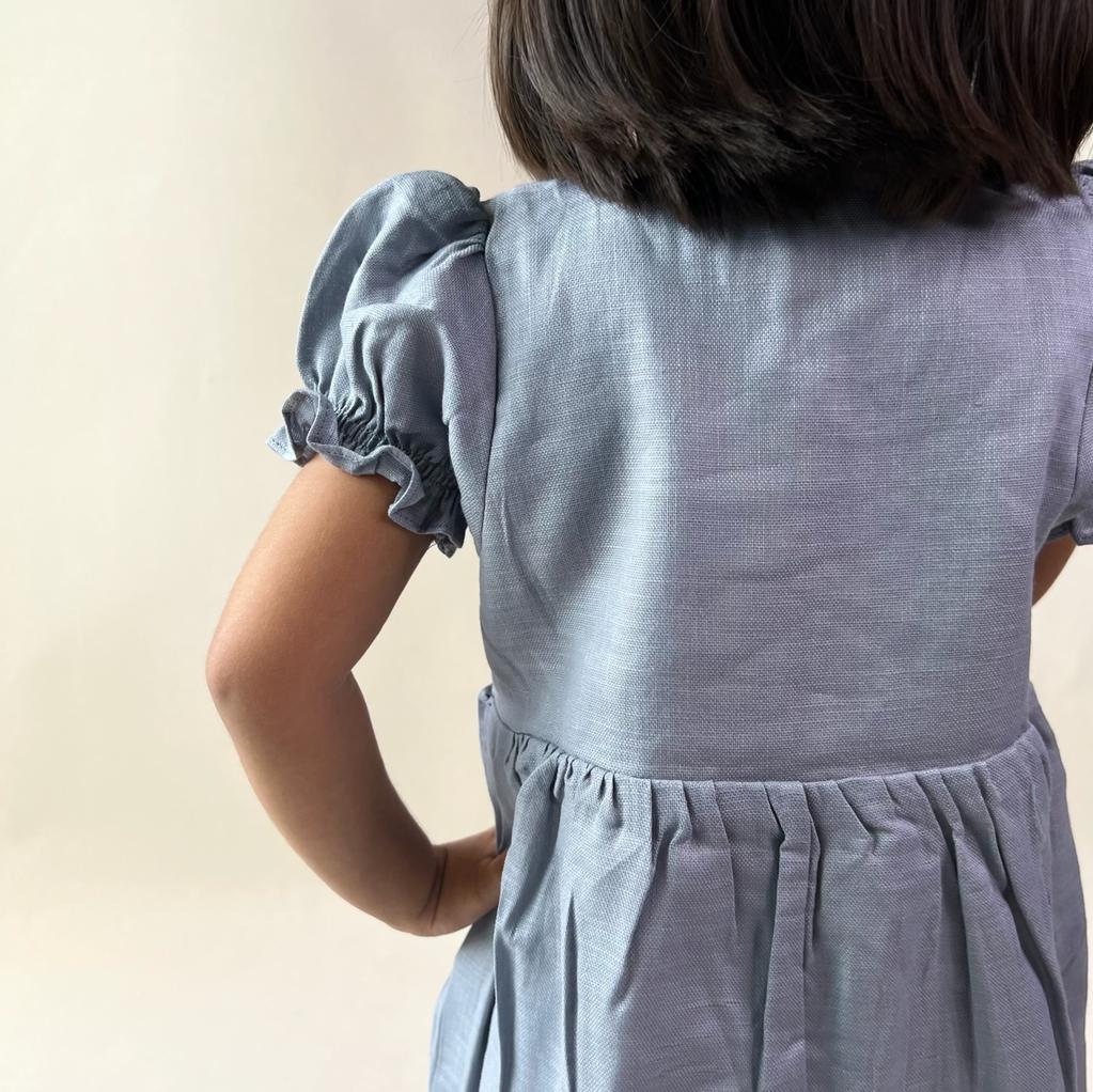 ArthLife Grey Flower Embroidered Dress - Distacart
