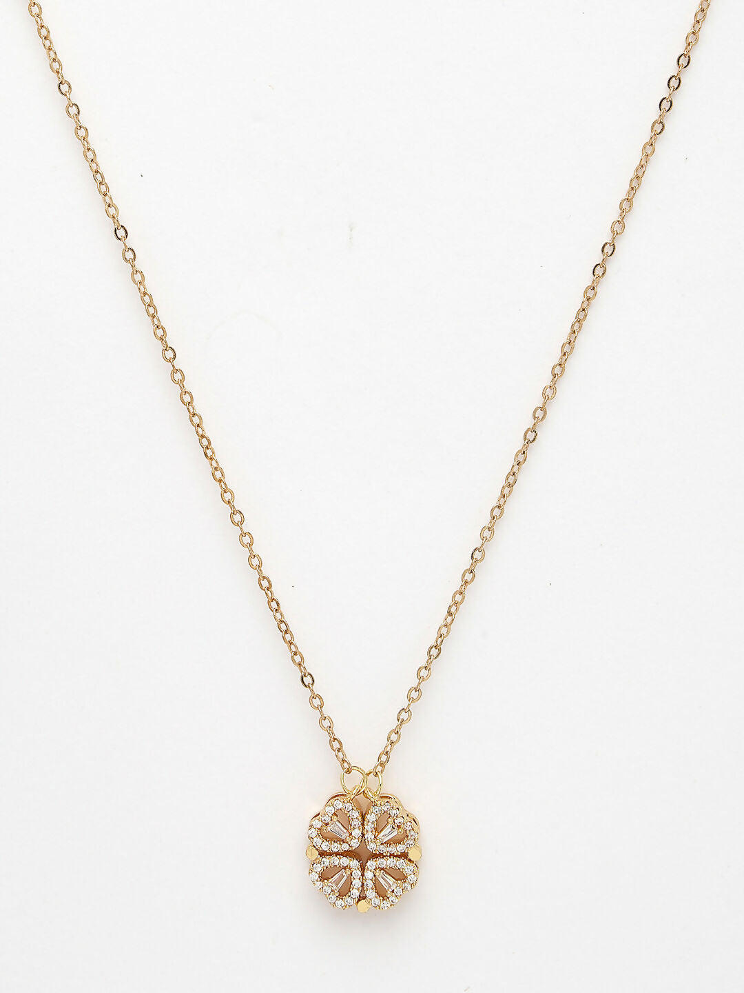 NVR Women's Rose Gold Heart Shape American Diamond Metal Chain - Distacart