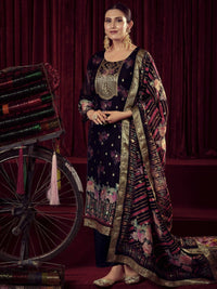 Thumbnail for Aastha Fashion Women's Black Organza Jacquard Woven Kurta with Trouser & Dupatta - Distacart