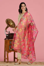 Thumbnail for BulBul Women’s Butter Yellow Embroidered Chanderi Kurta Set with Dupatta