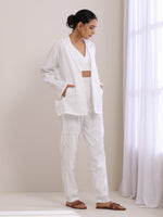 Thumbnail for trueBrowns White Slub Texture Pant Suit Set - Distacart