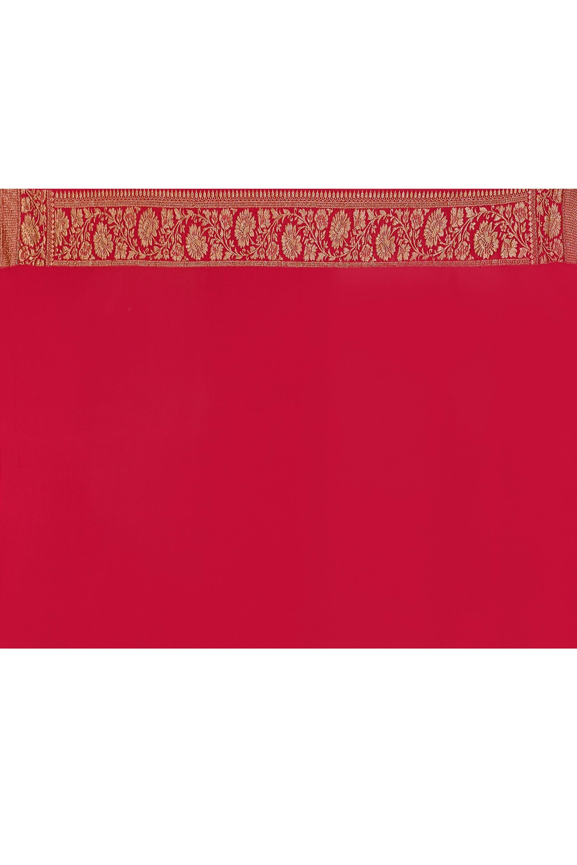 Joban Fashion Hot Pink Crepe Chiffon Banarasi Pure Handloom Banarasi Silk Saree