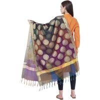 Thumbnail for A R Silk Women's Zari Embroidery With Rainbow Colour Vanarsi Silk Rainbow Multi Dupattas and Chunnis