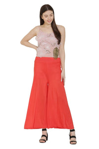 Thumbnail for Asmaani Red Color Lycra Fabric Flared Palazzo
