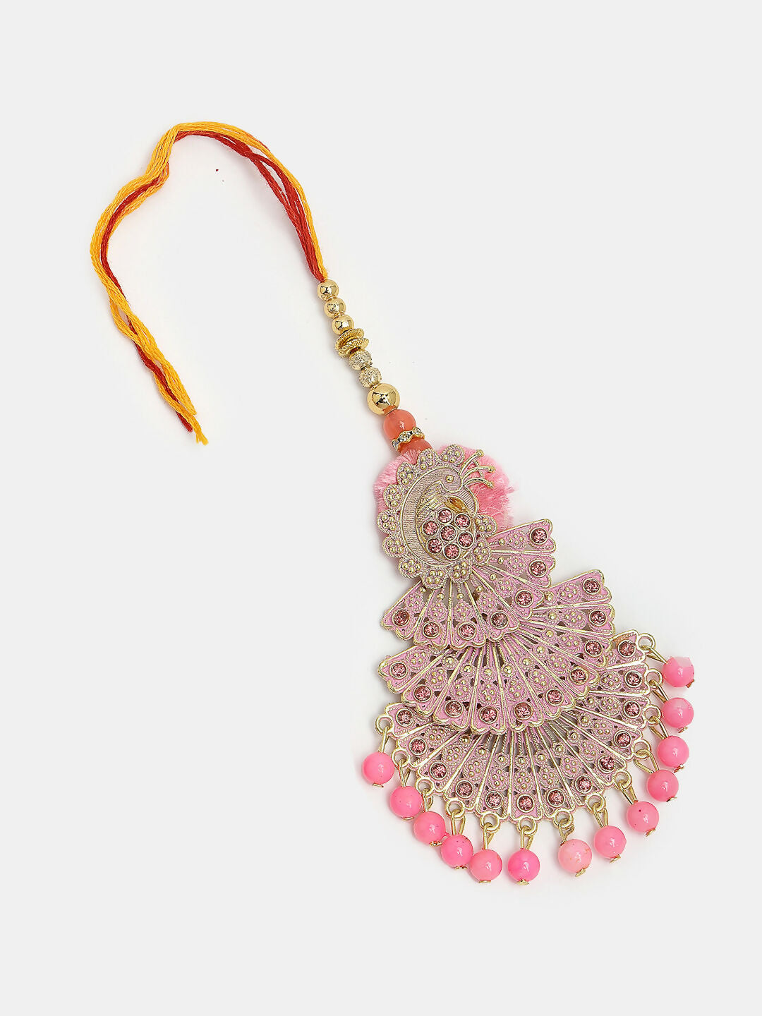 NVR Women & Men Set of 2 Multicolor Peacock Design Stone-Studded & Beaded Bhaiya Bhabhi Rakhi With Roli Chawal - Distacart
