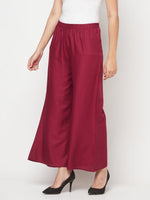 Thumbnail for Aniyah Rayon Flared Slip-On Wine Color Palazzo