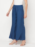 Thumbnail for Aniyah Rayon Flared Slip-On Blue Palazzo