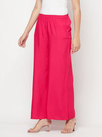 Thumbnail for Aniyah Fuchsia Color Rayon Flared Slip-On Palazzo
