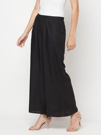 Thumbnail for Aniyah Rayon Flared Slip-On Black Palazzo